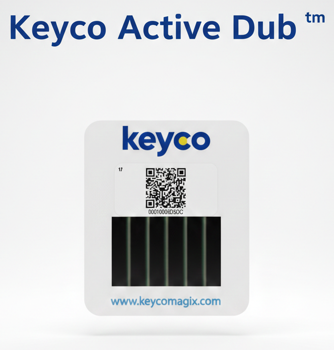 Keyco Active Dub BLE beacon card with QR code for real-time GPS and motion tracking